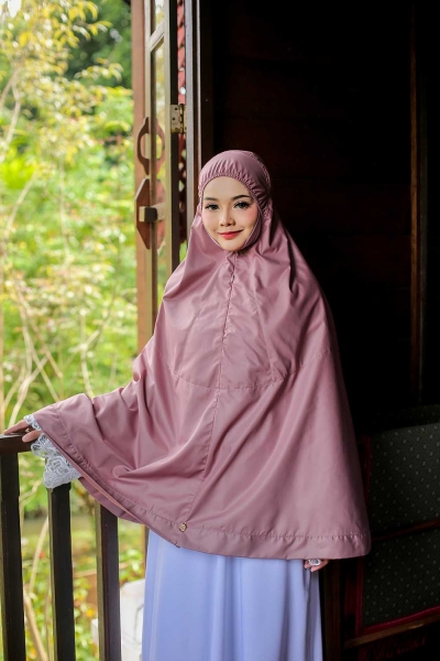 Mini Telekung Layla Zip Dark Pink